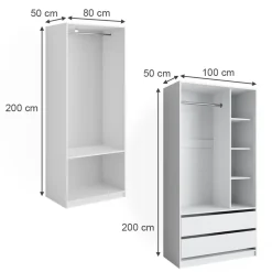 Kleiderschrank Elmo Weiß 100 x 200 cm 2er Set Vicco