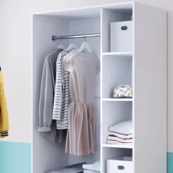 Kleiderschrank Elmo Weiß 100 x 200 cm mit 2 Schubladen Vicco