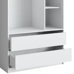 Kleiderschrank Elmo Weiß 100 x 200 cm mit 2 Schubladen Vicco