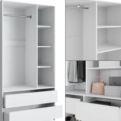 Kleiderschrank Elmo Weiß 100 x 200 cm 2er Set Vicco