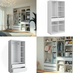 Kleiderschrank Elmo Weiß 100 x 200 cm 2er Set Vicco