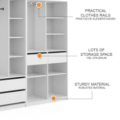 Kleiderschrank Elmo Weiß 100 x 200 cm 2er Set Vicco