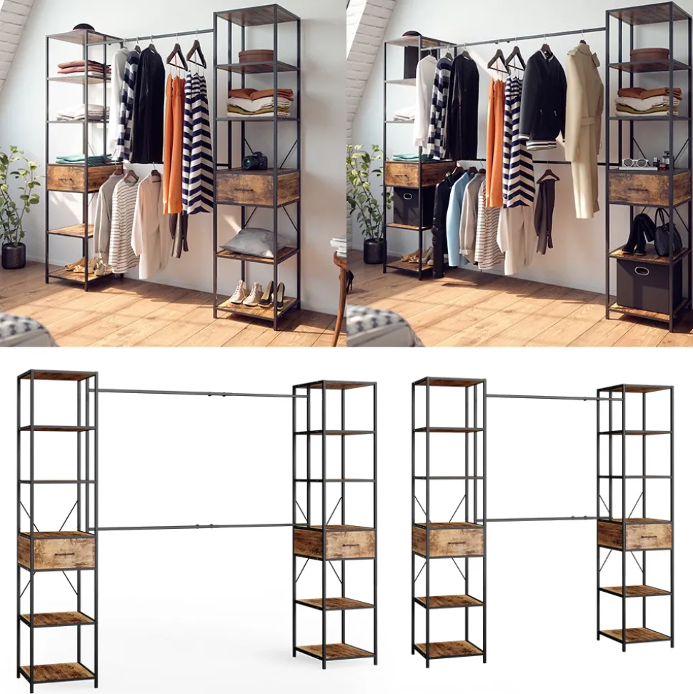 Kleiderschrank Fyrk Eiche rustikal 180 x 187 cm Vicco