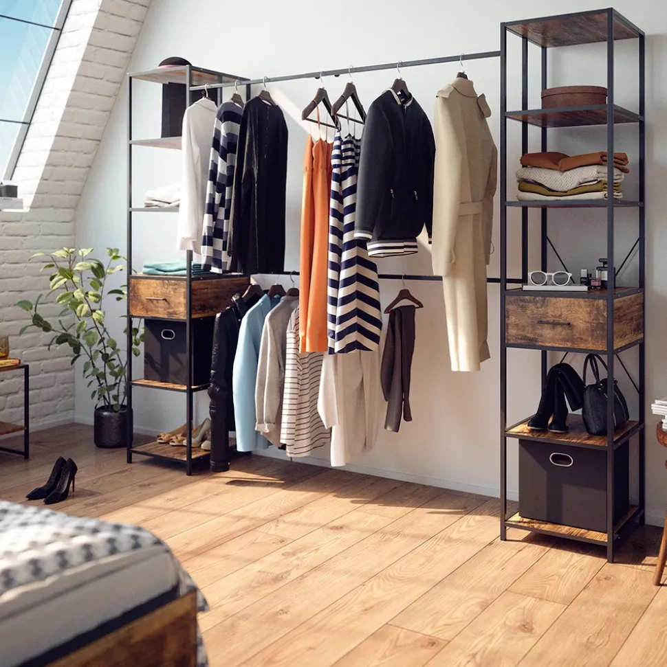 Kleiderschrank Fyrk Eiche rustikal 180 x 187 cm Vicco