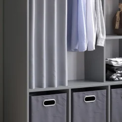 Kleiderschrank Luigi Grau 38 x 178.1 cm mit Vorhang-Kleiderstange Vicco