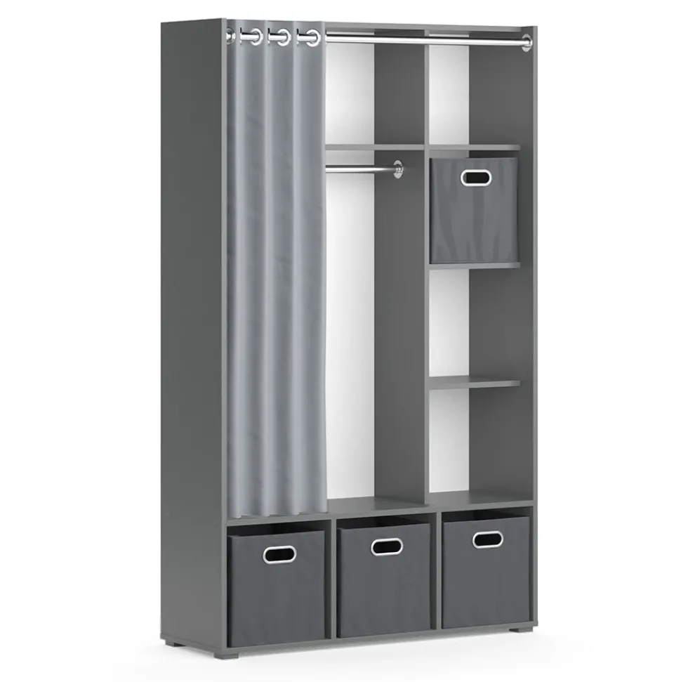 Kleiderschrank Luigi Grau 38 x 178.1 cm Mit Faltboxen (grau) Vicco