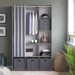 Kleiderschrank Luigi Grau 38 x 178.1 cm Mit Faltboxen (grau) Vicco