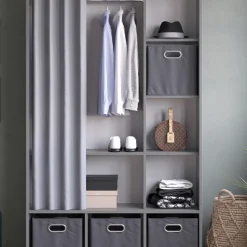 Kleiderschrank Luigi Grau 38 x 178.1 cm Mit Faltboxen (grau) Vicco