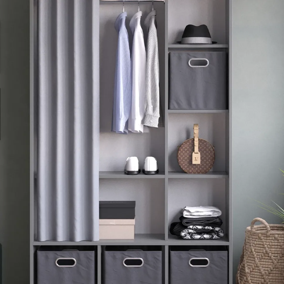 Kleiderschrank Luigi Grau 38 x 178.1 cm Mit Faltboxen (grau) Vicco