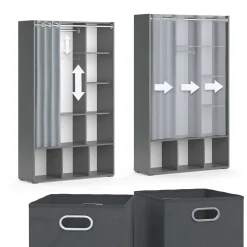 Kleiderschrank Luigi Grau 38 x 178.1 cm Mit Faltboxen (grau) Vicco