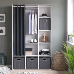 Kleiderschrank Luigi Weiß 38 x 178.1 cm Mit Faltboxen (grau) Vicco