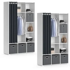 Kleiderschrank Luigi Weiß 38 x 178.1 cm Mit Faltboxen (grau) Vicco