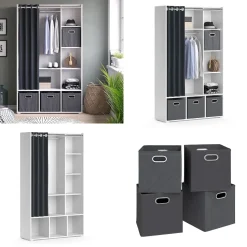 Kleiderschrank Luigi Weiß 38 x 178.1 cm Mit Faltboxen (grau) Vicco