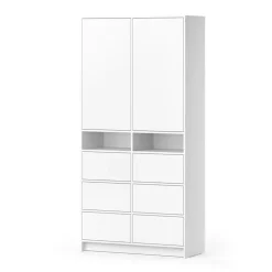 Kleiderschrank Naara Weiß 98.6 x 200 cm mit Schubladen Vicco