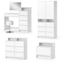 Kleiderschrank Naara Weiß 98.6 x 200 cm mit Schubladen Vicco