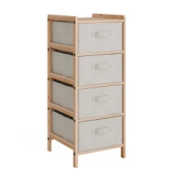 Kommode Bruno Beige 34.5 x 86 cm mit 4 Stoffschubladen Vicco