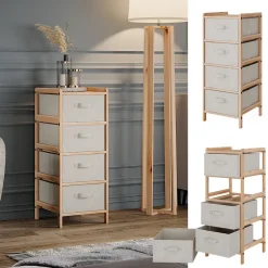 Kommode Bruno Beige 34.5 x 86 cm mit 4 Stoffschubladen Vicco