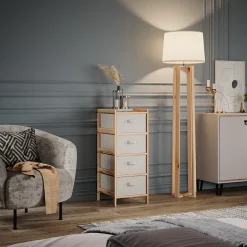 Kommode Bruno Beige 34.5 x 86 cm mit 4 Stoffschubladen Vicco