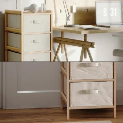 Kommode Bruno Beige 34.5 x 86 cm mit 4 Stoffschubladen Vicco