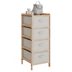 Kommode Bruno Beige 34.5 x 86 cm mit 4 Stoffschubladen Vicco