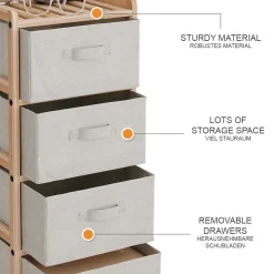 Kommode Bruno Beige 34.5 x 86 cm mit 4 Stoffschubladen Vicco