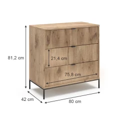 Kommode Eliza Viking Oak 42 x 81.2 cm mit 3 Schubladen Vicco