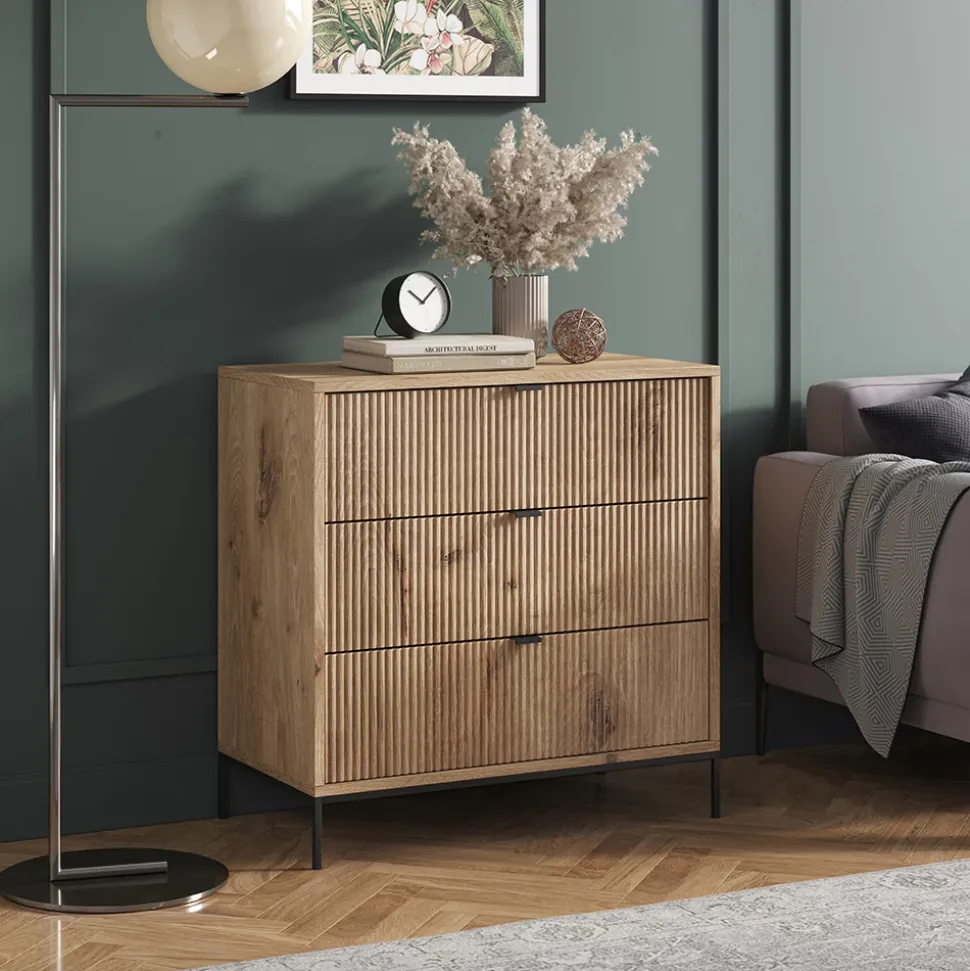 Kommode Eliza Viking Oak 42 x 81.2 cm mit 3 Schubladen Vicco