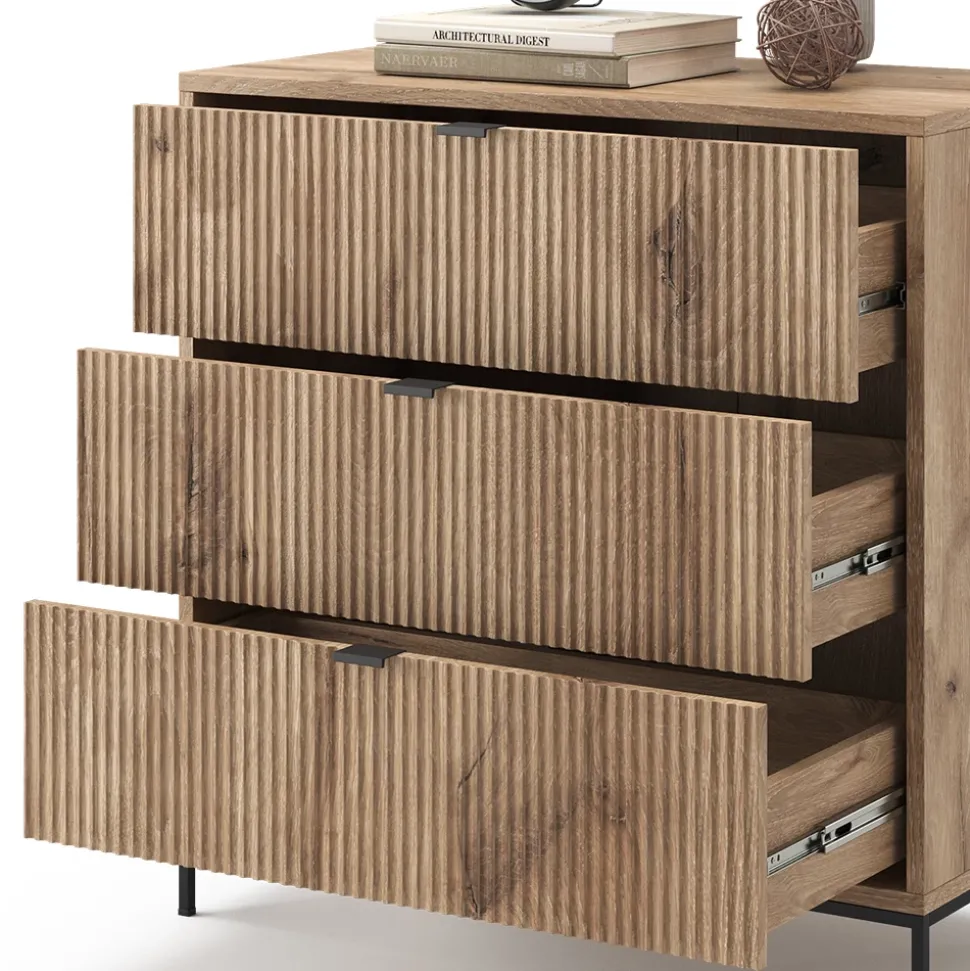 Kommode Eliza Viking Oak 42 x 81.2 cm mit 3 Schubladen Vicco