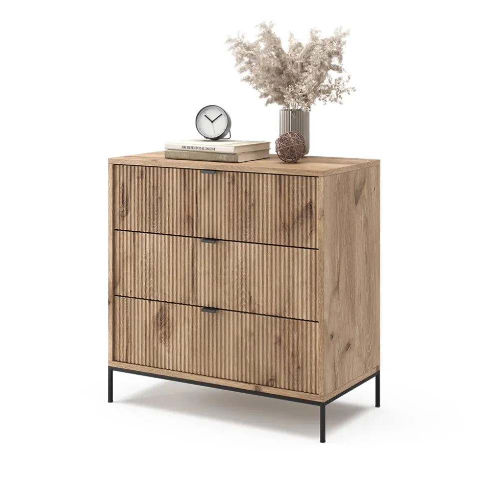 Kommode Eliza Viking Oak 42 x 81.2 cm mit 3 Schubladen Vicco