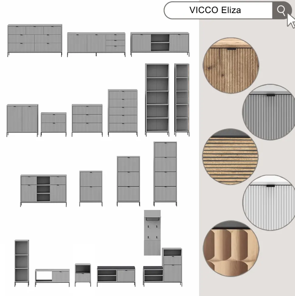 Kommode Eliza Viking Oak 42 x 81.2 cm mit 3 Schubladen Vicco