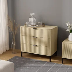 Kommode Lennox Eiche 72 x 69 cm mit 3 Schubladen Vicco