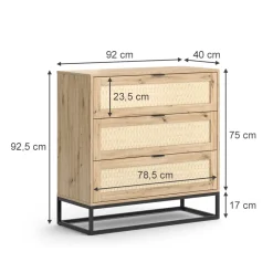 Kommode Natal Braun 92 x 92.5 cm mit 3x Schubladen Vicco