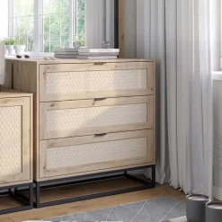 Kommode Natal Braun 92 x 92.5 cm mit 3x Schubladen Vicco