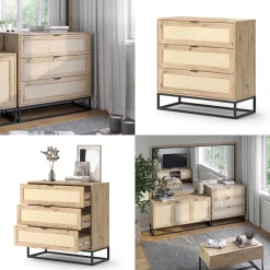 Kommode Natal Braun 92 x 92.5 cm mit 3x Schubladen Vicco