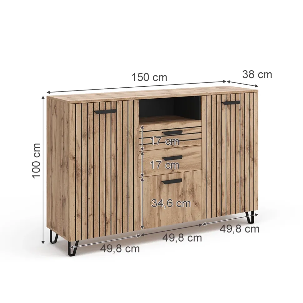 Kommode Amber Braun 38 x 100 cm Vicco