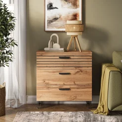 Kommode Amber Eiche Wotan 80 x 82 cm mit 3 Schubladen Vicco