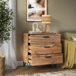 Kommode Amber Eiche Wotan 80 x 82 cm mit 3 Schubladen Vicco