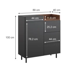 Kommode Anika Anthrazit 40 x 100 cm Vicco