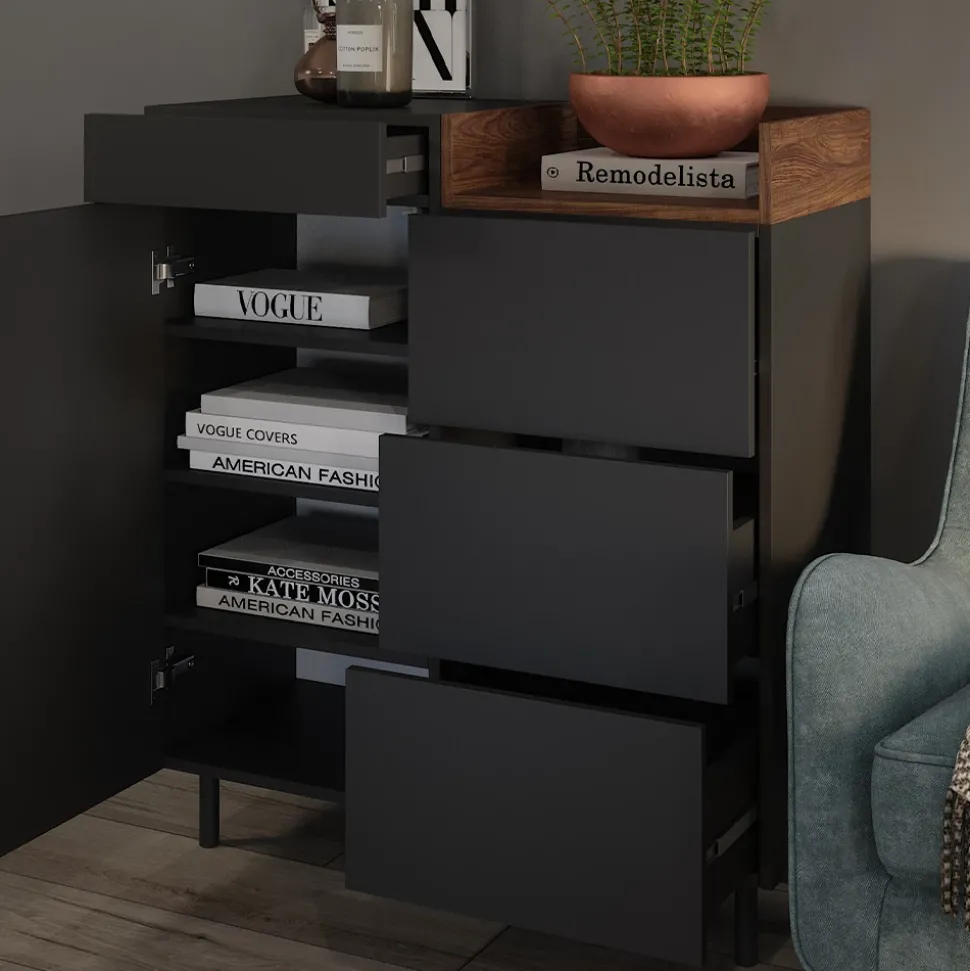 Kommode Anika Anthrazit 40 x 100 cm Vicco