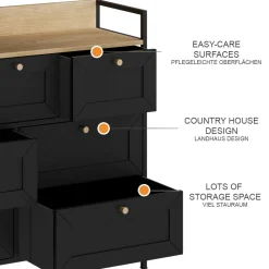 Kommode Belaro Schwarz 98 x 85 cm mit 7 Schubladen Vicco