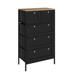 Kommode Belaro Schwarz 56 x 95 cm mit 5 Schubladen Vicco