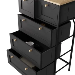 Kommode Belaro Schwarz 56 x 95 cm mit 5 Schubladen Vicco