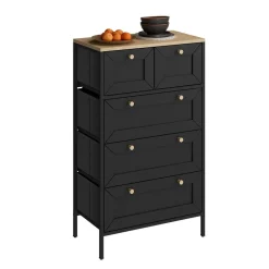 Kommode Belaro Schwarz 56 x 95 cm mit 5 Schubladen Vicco