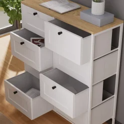 Kommode Belaro Weiß 80 x 95 cm mit 8 Schubladen Vicco