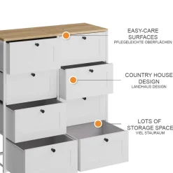 Kommode Belaro Weiß 80 x 95 cm mit 8 Schubladen Vicco