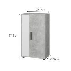Kommode Berno Beton/Weiß 50.1 x 87.3 cm mit 2 Fächern Vicco