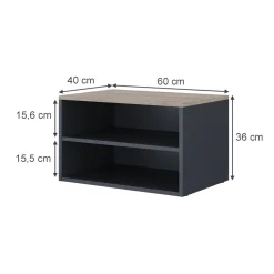 Kommode Betti Anthrazit/Sonoma 60 x 36 cm mit 2 Fächern Vicco