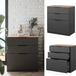 Kommode Betti Anthrazit/Sonoma 50 x 90 cm Vicco