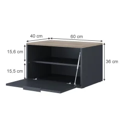 Kommode Betti Anthrazit/Sonoma 60 x 36 cm mit Türen Vicco