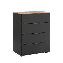 Kommode Betti Anthrazit/Sonoma 30 x 83.6 cm mit 4 Schubladen Vicco